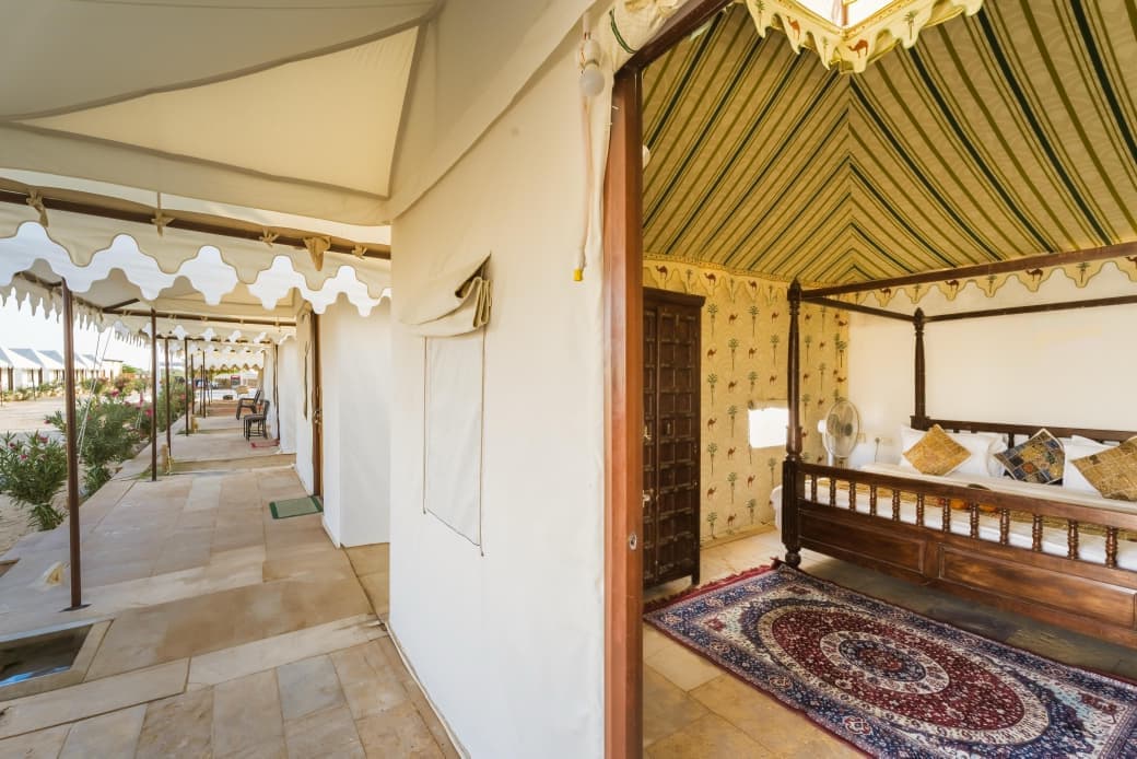 Super Luxury Tent Interior with Swan Decor at Sam Sand Dunes